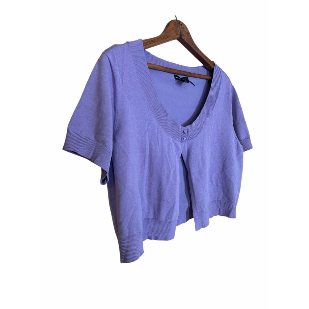 New York & Company NWOT Silk Blend Short Sleeve Knit Shrug Lavender Size XL - Picture 3 of 8